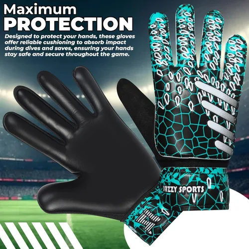 Miniatura 6 de Guantes de portero de fútbol para niños, jóvenes y adultos, guantes de portero de fútbol funky con doble protección para la muñeca de 0.157 in