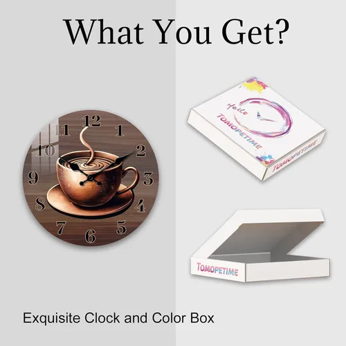 Miniatura 7 de Reloj de madera grande para sala de estar, reloj rústico de 16 pulgadas, funciona con pilas, reloj de pared de taza de café, silencioso, sin tictac