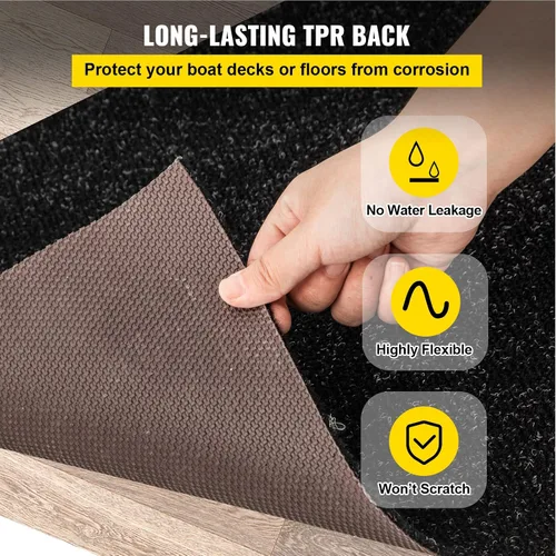 Miniatura 5 de Happybuy 6 pies x 13 pies Alfombra marina negra para barcos impermeable - Alfombra enrollable de 0.18" de espesor para interior y exterior