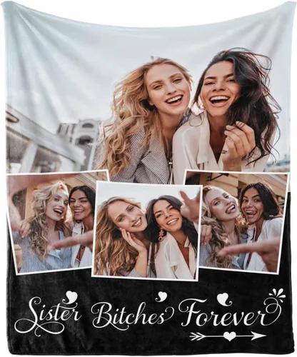 Miniatura 7 de Manta de collage de fotos personalizada con mensaje de amor y nombres, manta suave para niñas y hermanas, sofá cama, 30 x 40 pulgadas