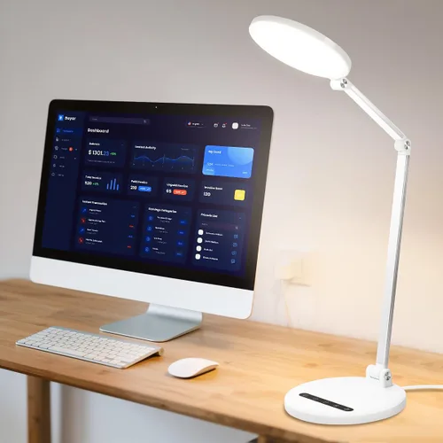 Lámpara LED de escritorio para oficina en casa, luz de escritorio para videollamada, temperatura de 3 colores regulable, luz de computadora de 10