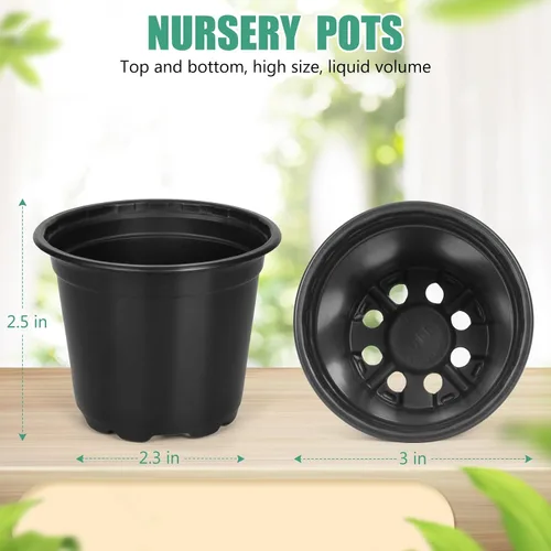 Miniatura 2 de Paquete de 60 macetas de 3 pulgadas para plantas, macetas de plástico para semillas con agujeros de drenaje, pequeñas macetas de plástico