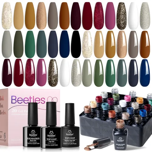 Miniatura 29 de beetles colección “Fantasyland” - Esmaltes en gel permanentes, de 20 colores, pastel, rosa brillante, morado, azul marino, verde y con brillantina