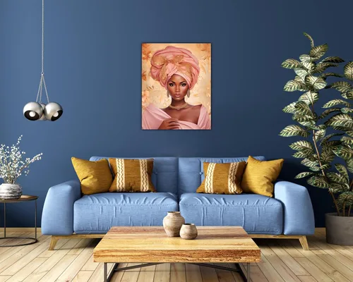 Miniatura 290 de Arte de pared afroamericano, decoración de rey y reina bailarín negro para sala de estar, arte de pareja de amor negro para dormitorio, lienzo