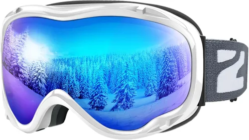 Miniatura 18 de ZIONOR Lagopus Gafas de protección UV para esquí y snowboard, antiniebla, para hombres, mujeres, jóvenes A0-vlt 10.5% Marco Blanco Lente Plata
