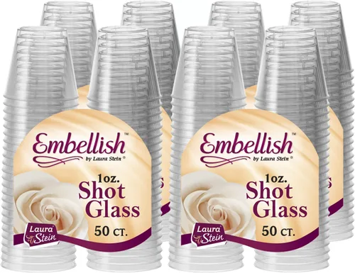 Embellish 200 vasos de chupito de plástico de 1 oz, mini vasos duros desechables transparentes, ideales para whisky, gelatina, degustación de