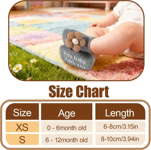 Miniatura 4 de Calcetines de algodón con agarre antideslizante para bebés, bebés, niñas, regalos para niñas
