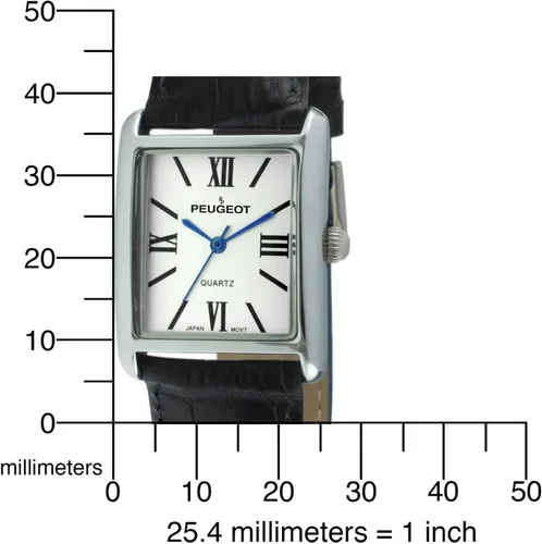 Miniatura 7 de Peugeot - Reloj de vestir de cuero con forma de tanque para mujer con números romanos, Reloj de vestir sin mangas para mujer