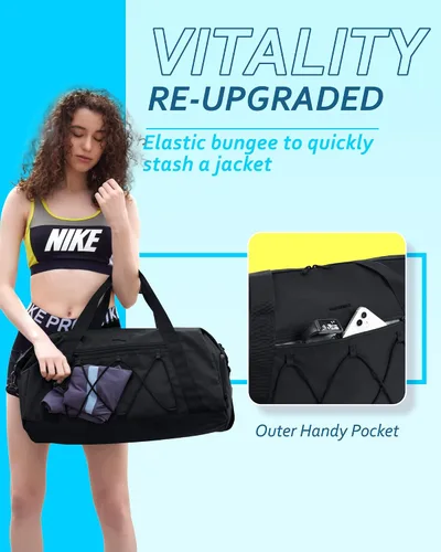 Miniatura 3 de BAGSMART Bolsa de gimnasio con compartimento para zapatos y bolsillo húmedo, bolsa de lona ligera para viajes deportivos, bolsa de transporte