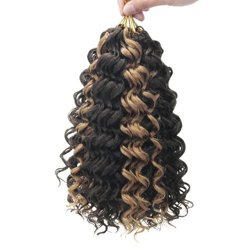 Miniatura 56 de QRHSUKA - Mechones rizados con ganchillo GoGo, cabello ondulado con ganchillo de agua para mujeres, sintético gris, trenzado bohemio, trenza de onda
