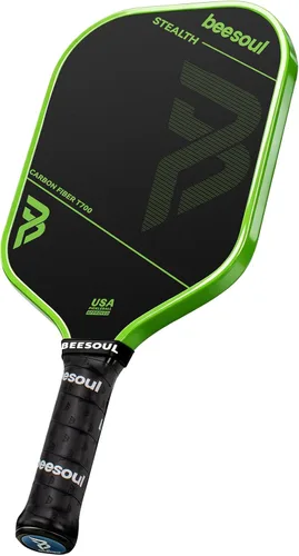 Miniatura 10 de Beesoul Paleta de pickleball con superficie de fibra de carbono sin procesar termoformada T700, construida para máxima potencia de giro y control