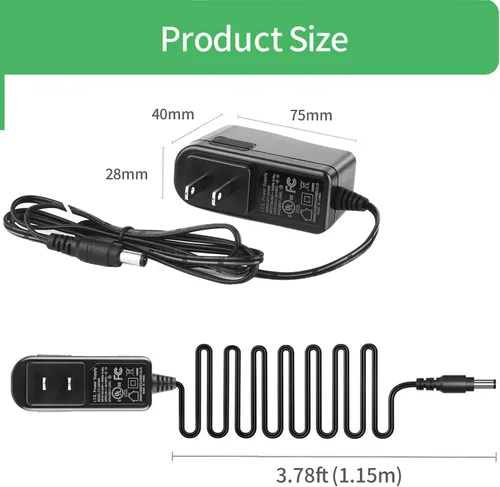 Miniatura 5 de Adaptador de fuente de alimentación de 12V 1A para luz LED CA 100-240V a CC 12V Cable de alimentación 0.217 in x 0.083 in para cámara CCTV, altavoz