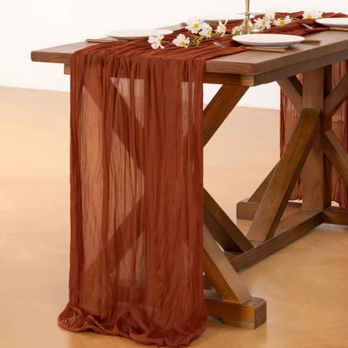 Miniatura 5 de Socomi Camino de mesa de terracota para primavera y Pascua, camino de mesa de 170 pulgadas, paño de queso de 14 pies, gasa rústica bohemia