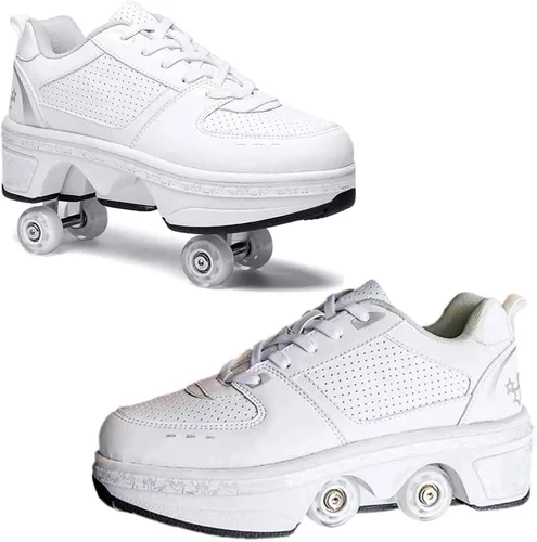 Miniatura 27 de Zapatos de patinaje convertibles para hombres y mujeres, zapatos de paseo automáticos para niños y adultos, patines con doble fila de ruedas, ruedas