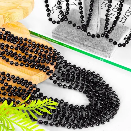 Miniatura 3 de Huskein 120 accesorios de Mardi Gras, collar de cuentas de 33 pulgadas, cuentas de Mardi Gras, collar de cuentas negras, cuentas a granel para Negro