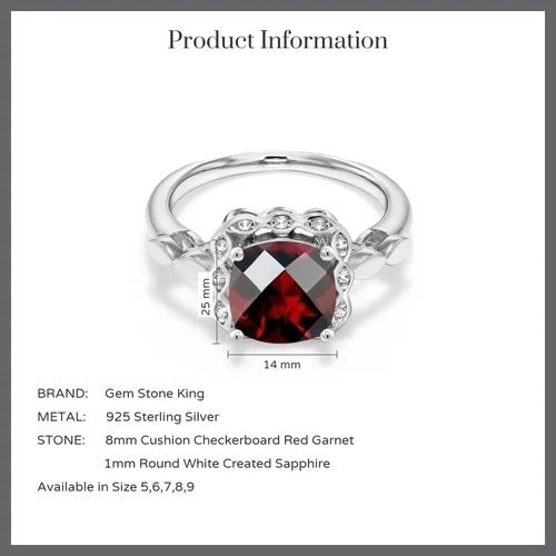 Miniatura 39 de Gem Stone King Anillo de compromiso de plata de ley 925 de 0.315 in con piedra natal y zafiro blanco creado Anillo de compromiso de boda