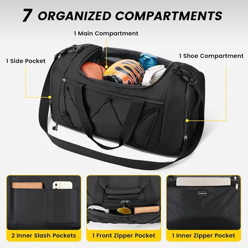 Miniatura 3 de Vorspack Bolsa de gimnasio para hombres Bolsa de lona de 151821 pulgadas para viajes, bolsa de lona ligera para artículos personales, bolsa