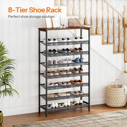 Miniatura 4 de HOOBRO - Estantería para zapatos de 8 niveles, estante para zapatos de 29.5"L, organizador de almacenamiento de zapatos de gran capacidad para 21-24