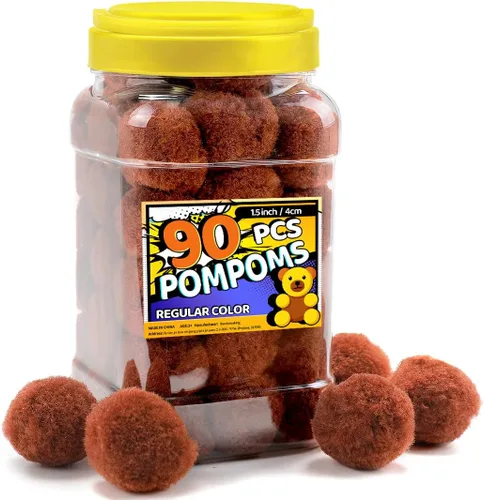 Miniatura 22 de Bundooraking Pompones, 1.5 pulgadas (4cm), 90 piezas bolas grandes multicolor a granel para artes y manualidades, pompones suaves y esponjosos
