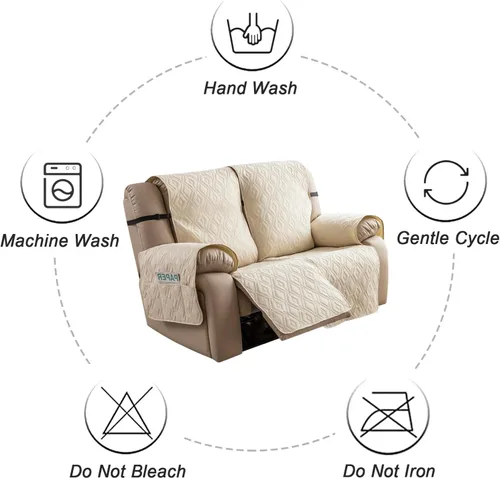 Miniatura 8 de Genina - Funda impermeable para sillón reclinable de dos plazas, funda antideslizante para sofá, funda para sofá reclinable de 2 plazas, funda