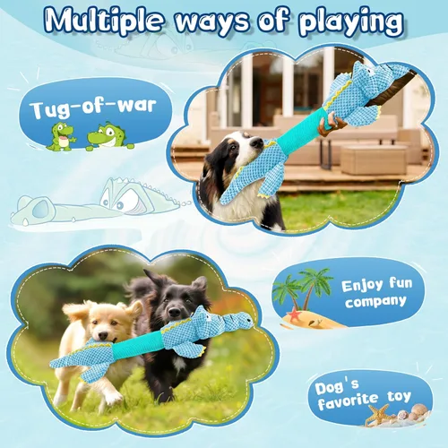 Miniatura 5 de WOWBALA Juguetes interactivos de tira y afloja para perros de razas pequeñas a grandes, juguetes chirriantes de peluche para cachorros con papel