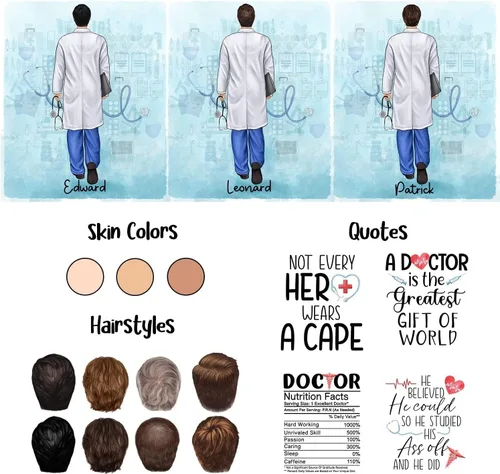 Miniatura 6 de Taza de café con nombre personalizado para médicos, taza de café personalizada para médicos, regalo para hombres, hombres, doctores, estetoscopio