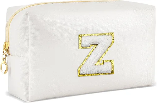 Miniatura 52 de URSKYTOUS Regalos para niñas, bolsa de maquillaje con inicial, bolsa de cosméticos personalizada con cremallera, bonita bolsa de aseo de viaje, Azul