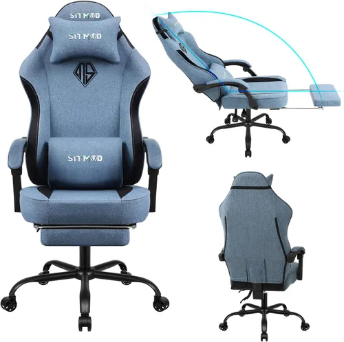 Miniatura 11 de SITMOD Silla de juegos – Silla de juegos grande y alta para adultos con peso máximo de 400 libras, altura y ángulo ajustables, reposapiés y soporte