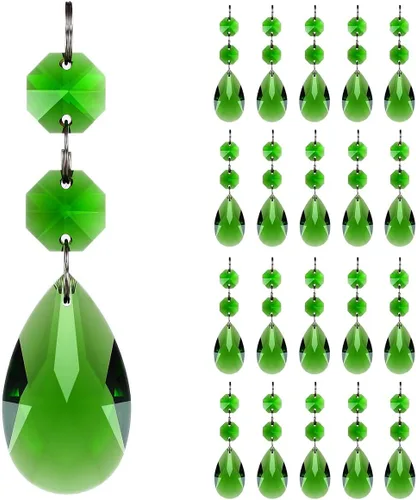 Miniatura 10 de 20 piezas de 1.496 pulgadas (1.496 in) con forma de lágrima, cristales de repuesto para atrapasoles de cristal conectados, cuentas octágonas, adorno