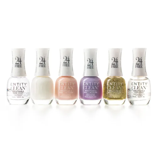 Miniatura 7 de Entity Juego de esmalte de uñas limpio, paquete de 6 esmaltes de uñas combinado con capa superior y base, juego libre de crueldad animal y vegano