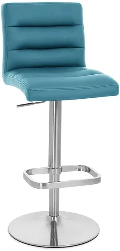 Miniatura 20 de ZURI Taburete de bar moderno negro de altura ajustable con base plana redonda cepillada