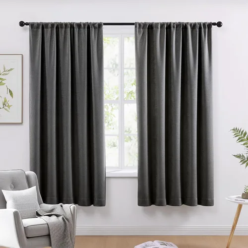 Miniatura 15 de WRENSONGE Cortinas opacas para dormitorio, cortinas opacas negras de 63 pulgadas de largo para sala de estar, ventanas, cocina, habitación, cortinas