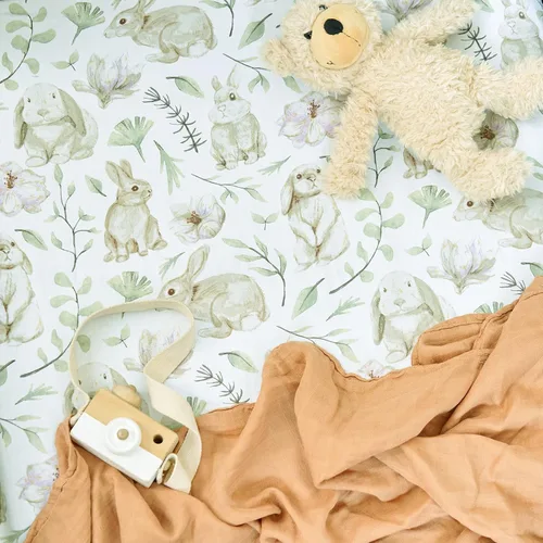 Miniatura 7 de TCBunny Pack N Play - Juego de 2 sábanas para cuna de bebé de 38 x 26 pulgadas, ultra suaves, 100% algodón, elegante patrón de conejo y jardín