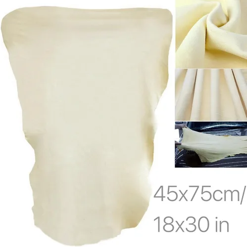 Miniatura 9 de H88, toalla de gamuza natural para limpieza de piel real y autos, Blanco