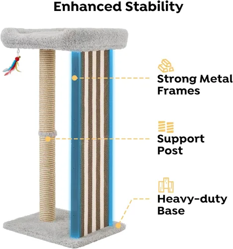 Miniatura 4 de Veehoo Poste rascador de gatos de 35 pulgadas de alto para gatos de interior y adultos, almohadilla resistente para rascar gatos con marco de metal