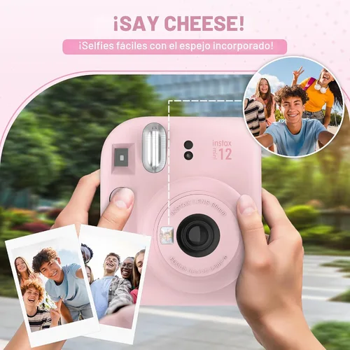 Miniatura 3 de Fujifilm Cámara instantánea Instax Mini 12 color rosa flor + estuche personalizado Minimate + película fotográfica Fuji Instax 10 hojas y álbum