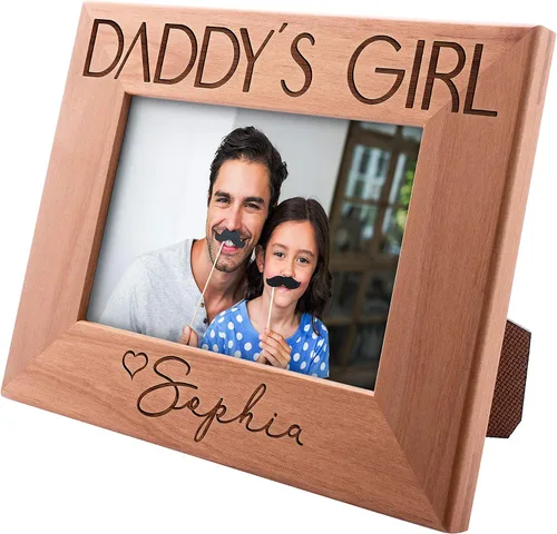 Regalo para papá de hija – Daddys Girl – Marco de fotos personalizado | 4 x 6 | Marcos grabados personalizados con nombre, texto, regalo para papá
