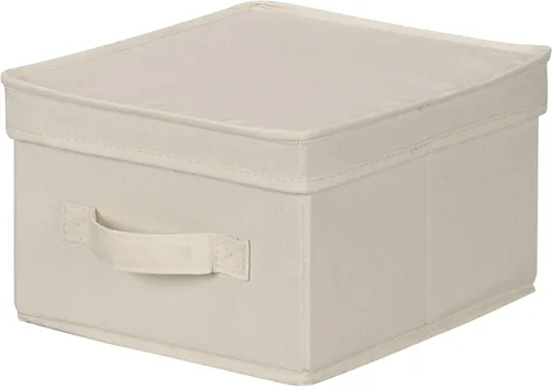 Miniatura 11 de Household Essentials 513 - Caja de almacenamiento con tapa y asa, lona beige natural con ribete marrón, tamaño grande