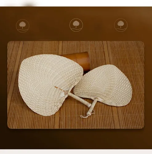 Miniatura 8 de TJCGCKK - Ventilador de paja tejida hecha a mano para verano, ventilador de mano de ratán, rafia, caña de caña, ventilador de paleta manual natural