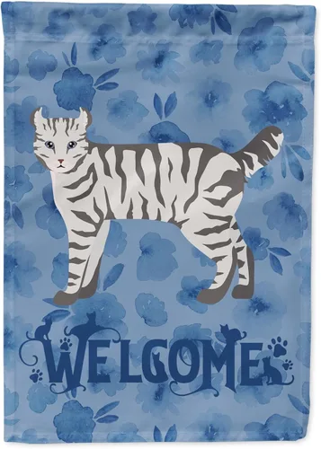 Miniatura 162 de Caroline's Treasures CK4813CHF - Bandera de bienvenida con gato abisinio azul, manga grande, para porche, para colgar en la pared, poliéster