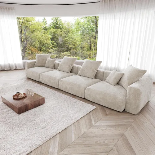 Miniatura 25 de JACH Sofás Seccionales de Pana para Sala de Estar, Sofá Seccional Modular con Otomanas Chaise, Fundas de Cojines Removibles, Sofá Cama Moderno