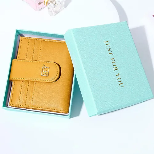 Miniatura 4 de Badiya Billeteras pequeñas para mujer, billetera plegable multitarjetero delgado con cremallera, Amarillo, Minimalista