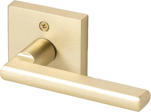Linkaa Paquete de 2 manijas de puerta de latón dorado para puerta francesa de armario (2 manijas), 1 par, manija de puerta cuadrada de latón
