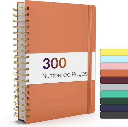 Miniatura 17 de Forvencer Cuaderno rayado en espiral con 300 páginas numeradas, diarios gruesos A5 para escribir con papel de 3.53 oz/m², cuadernos de tapa dura