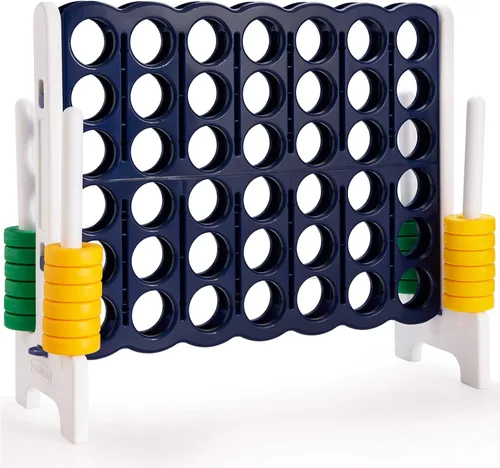 Miniatura 10 de COSTWAY Juego Gigante Jumbo 4 en Raya, Conecta 4 para Niños y Adultos, 3.5 Pies de Alto para Interiores y Exteriores con 42 Anillos Jumbo