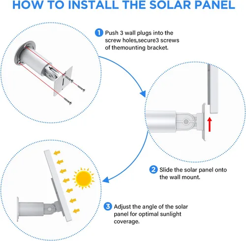 Miniatura 5 de OLAIKE Panel solar para anillo Stick Up Cam batería/enchufe, cargador solar impermeable de carga continua con cable de alimentación impermeable