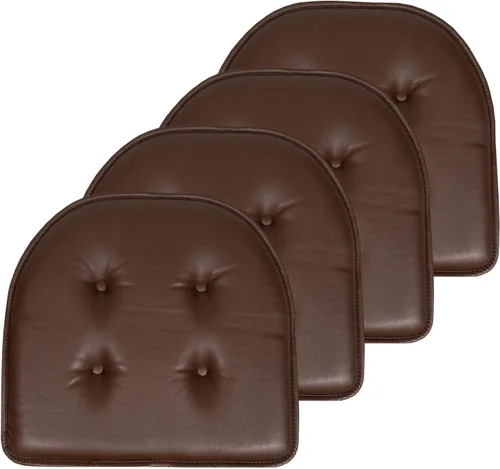 Miniatura 138 de Sweet Home Collection - Cojín de espuma viscoelástica para silla con capitoné, antideslizante, parte trasera de goma, en forma de U, 17 x 16 Piel