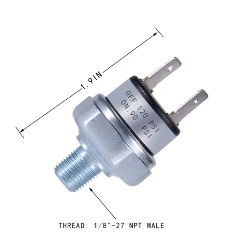 Miniatura 4 de Interruptor de presión de aire 90-120 PSI 1/8"-27 NPT DC 24V 12V Compresor de aire 90 PSI
