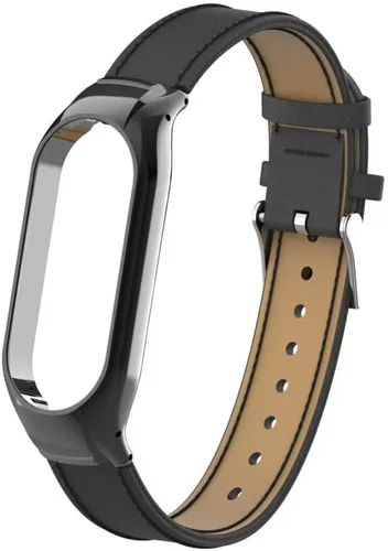 Miniatura 2 de Compatible con Xiaomi Mi Band 7 Band, correa de repuesto de cuero accesorios de correa de pulsera con marco de metal para Xiaomi Mi Band 7 Smart