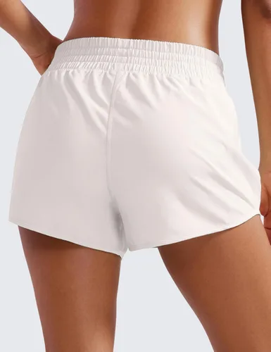 Miniatura 33 de CRZ YOGA Pantalones cortos de correr de cintura alta para mujer de 2.5 pulgadas, forro de malla de secado rápido para entrenamiento deportivo